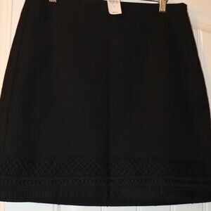Loft Pencil Skirt w/ Embroidered Hem - Size 6 Black